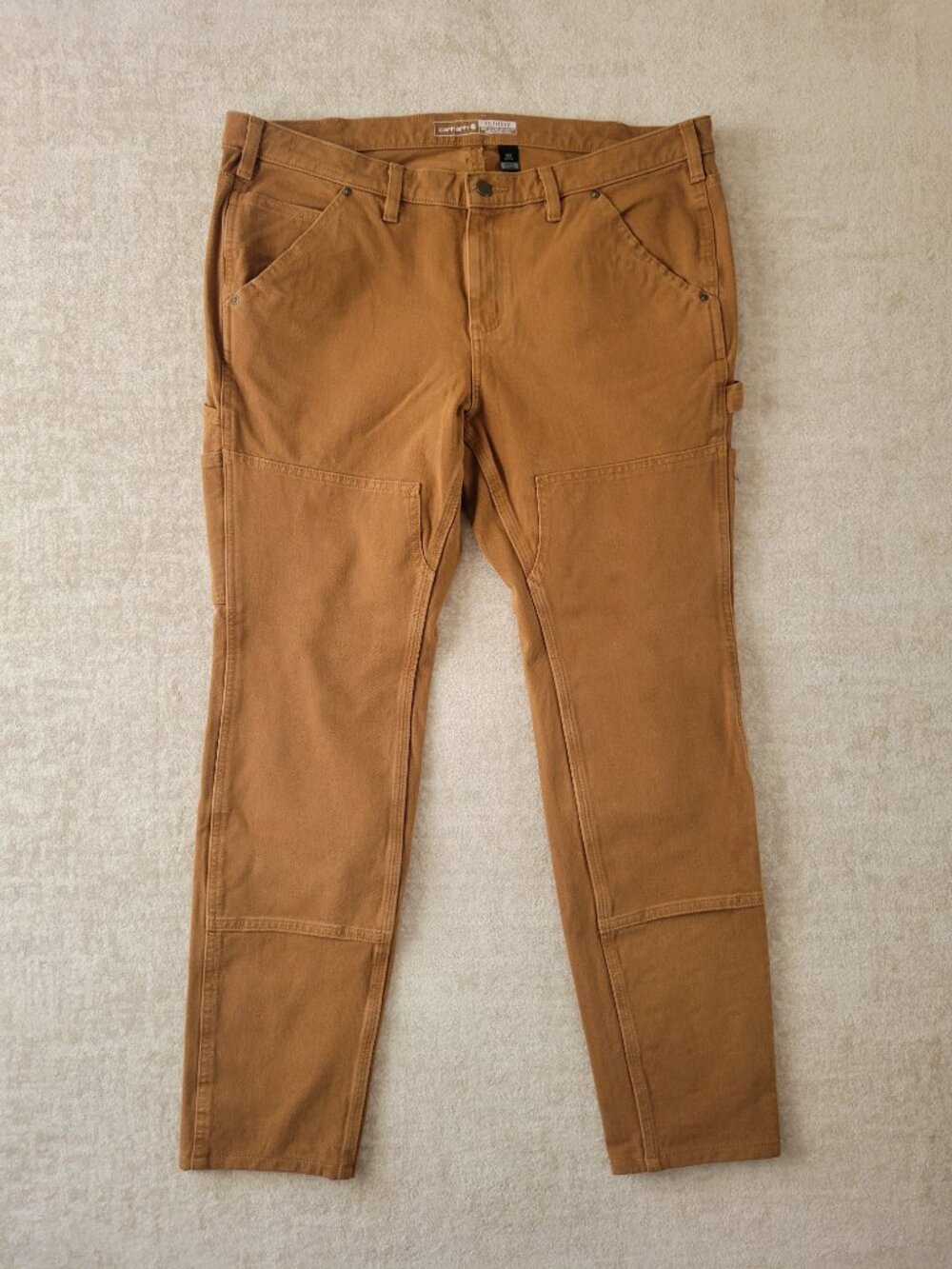 Carhartt Rugged Flex Relaxed Fit Twill Double Front Work Pant 16W Tan Womens - Picture 3 of 16